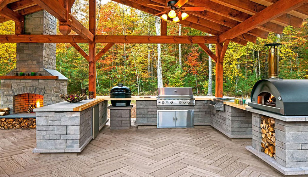 Cuisine extérieur avec le revêtement Brandon - Techo-Bloc